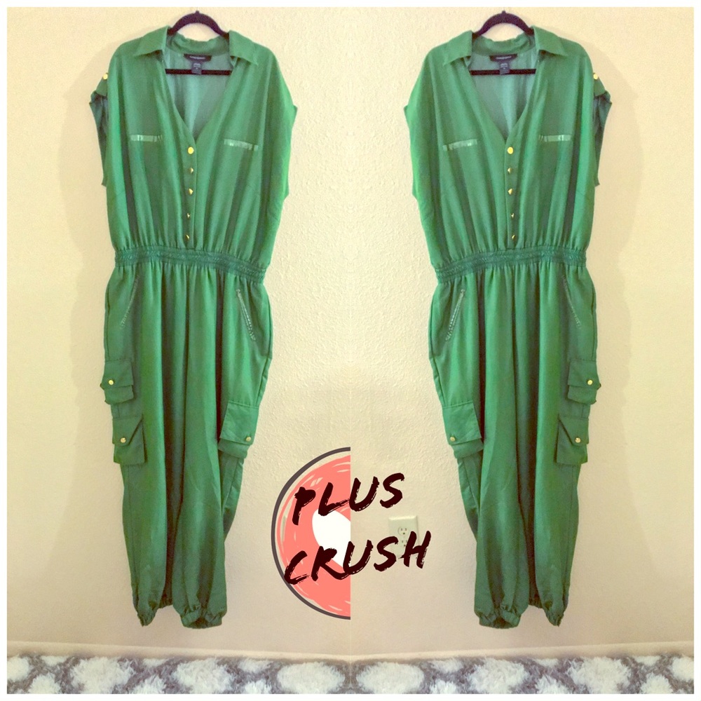 Ashley Stewart Bright Green Plus Size Jumpsuit 22